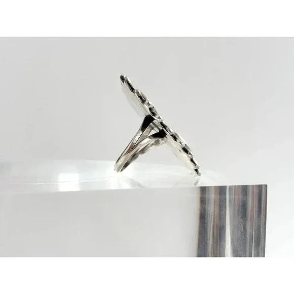 Southwest Style Mother of Pearl Vintage Freeform Wavy Vintage Ring - sz 7 - Picture 3 of 10